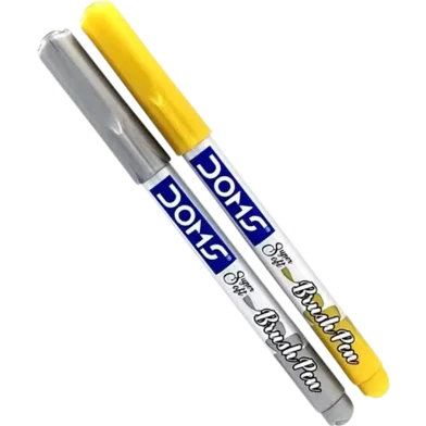 Doms Metallist সিরিজ মেটালিক ব্রাশ পেন 2 শেড (গোল্ড ও সিলভার) প্যাক অফ 2