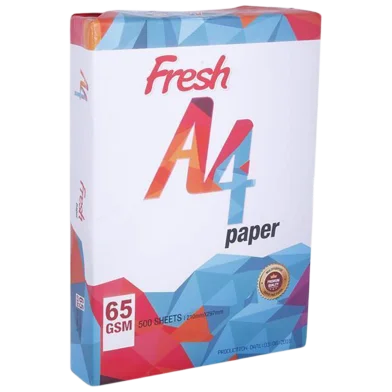 Fresh A4 সাইজ পেপার - 65 জিএসএম, 500 শিট (1 রিম) ফর ফটোকপি, প্রিন্টিং, ও ডেইলি ইউজ