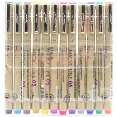 Superior নিডল ড্রয়িং কালার জেল পেন 0.5 মিমি - (12 পিস)