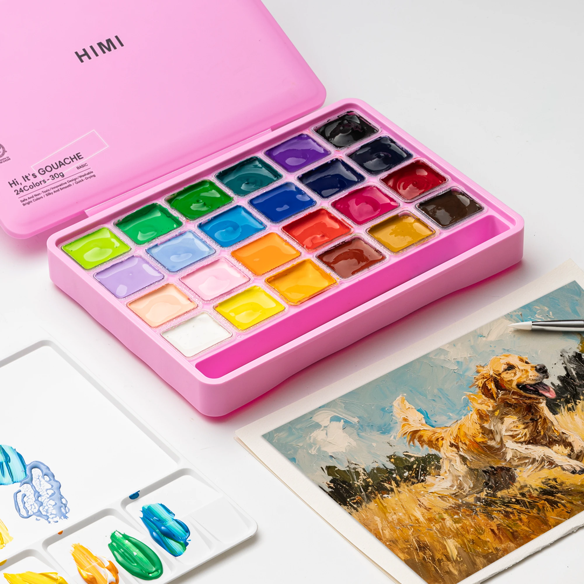 HIMI গুয়াশ পেইন্ট সেট, জেলি কাপ, 30G/24কালার, Pink