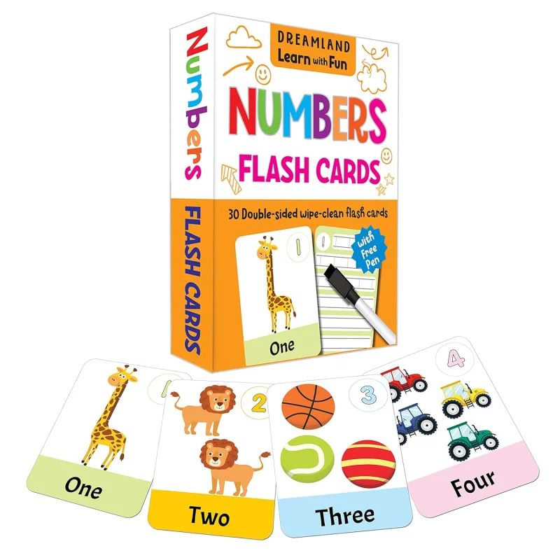 Flash Cards Numbers – 30 Double Sided Wipe Clean Flash Cards for Kids