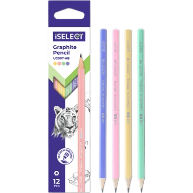 Deli iSelect Hex-ম্যাকারন গ্রাফাইট পেন্সিল HB-12 পিস - UC007-HB
