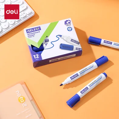 Deli iSelect হোয়াইটবোর্ড মার্কার-12 পিস - UU001-BL — ছবি 5