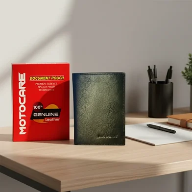 Motocare জেনুইন লেদার ডকুমেন্ট হোল্ডার পাউচ 8 পকেট হোল্ডার ফর মোটরসাইকেল ও কার 1 পিস — ছবি 5