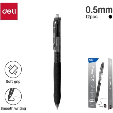 Deli Smos জেল পেন-0.5 মিমি-12 পিস - EG075-BK — ছবি 5