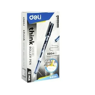 Deli রোলার পেন ব্ল্যাক 0.5 মিমি 12 পিস - EQ300-BK — ছবি 3