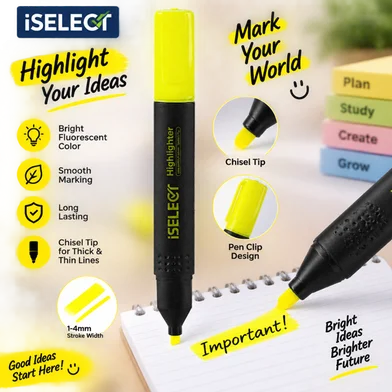 Deli iSelect হাইলাইটার-12 পিস - UU601-YL — ছবি 3