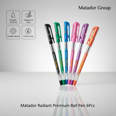 Matador Radiant প্রিমিয়াম বলপেন 6 পিস - ব্ল্যাক ইংক — ছবি 3