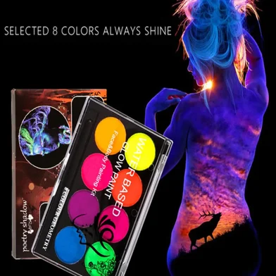 গ্লো পেইন্ট ওয়াশেবল ফেস বডি আর্ট পেইন্ট UV Glowing পেইন্টিং পিগমেন্ট — ছবি 3