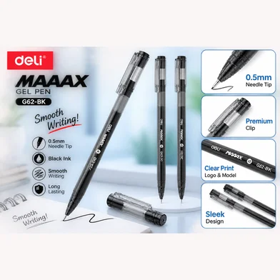 Deli Maaax জেল পেন-0.5 মিমি-12 পিস - EG62-BK — ছবি 4