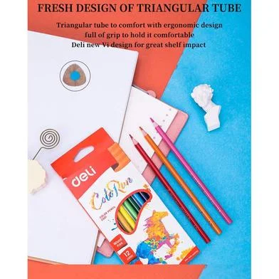 Deli প্লাস্টিক কালার্ড পেন্সিল 12 কালার - EC00100 — ছবি 5