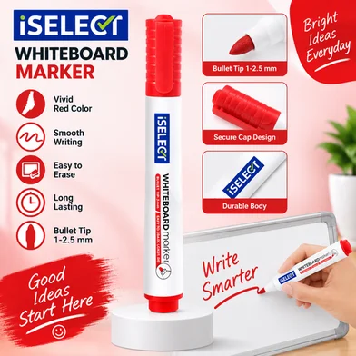 Deli iSelect হোয়াইটবোর্ড মার্কার-12 পিস - UU001-RD — ছবি 4