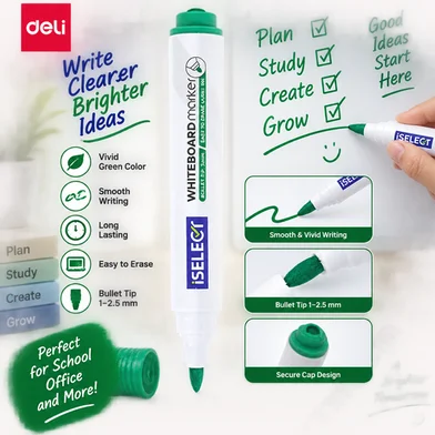 Deli iSelect হোয়াইটবোর্ড মার্কার-12 পিস - UU001-GN — ছবি 3
