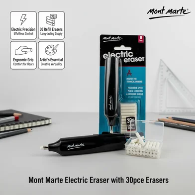 Mont Marte ইলেকট্রিক ইরেজার সহ 30 পিস ইরেজার - MAXX0030 — ছবি 2