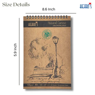 Hearts ন্যাচারাল ক্যানভাস ড্রয়িং প্যাড A5 - 120 জিএসএম হ্যান্ডমেড পেপার — ছবি 4