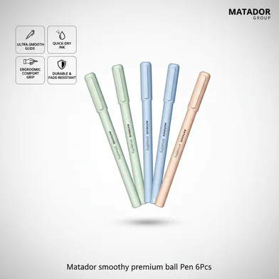 Matador smoothy প্রিমিয়াম বলপেন-6 পিস - ব্ল্যাক ইংক — ছবি 2