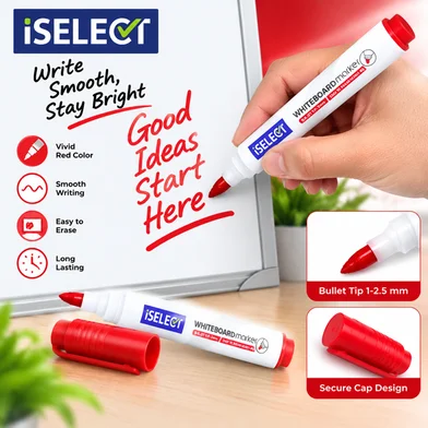 Deli iSelect হোয়াইটবোর্ড মার্কার-12 পিস - UU001-RD — ছবি 3