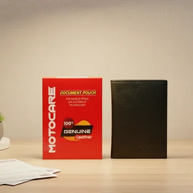 Motocare জেনুইন লেদার ডকুমেন্ট হোল্ডার পাউচ 8 পকেট হোল্ডার ফর মোটরসাইকেল ও কার 1 পিস — ছবি 4
