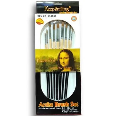 Keep Smiling রাউন্ড আর্টিস্ট ব্রাশ সেট-9 পিস - HS9008 — ছবি 2