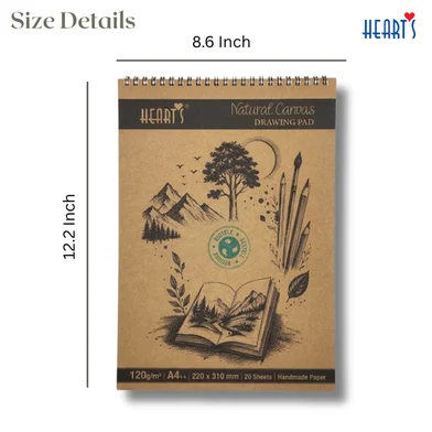 Hearts ন্যাচারাল ক্যানভাস ড্রয়িং প্যাড A4 – 120 জিএসএম হ্যান্ডমেড পেপার — ছবি 4