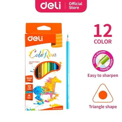 Deli প্লাস্টিক কালার্ড পেন্সিল 12 কালার - EC00100 — ছবি 4
