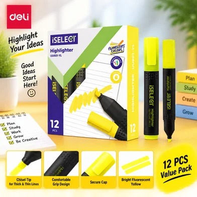 Deli iSelect হাইলাইটার-12 পিস - UU601-YL — ছবি 2