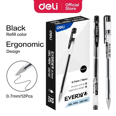 Deli এভরি জেল পেন 07 মিমি-12 পিস - EG82-BK — ছবি 5