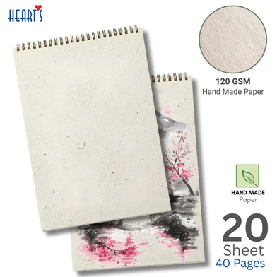 Hearts ন্যাচারাল ক্যানভাস ড্রয়িং প্যাড A4 – 120 জিএসএম হ্যান্ডমেড পেপার — ছবি 3