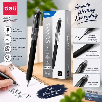 Deli Smos জেল পেন-0.5 মিমি-12 পিস - EG075-BK — ছবি 4