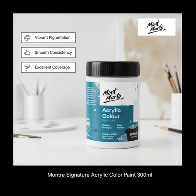 Mont Marte ‍সিগনেচার অ্যাক্রিলিক কালার পেইন্ট 300 মিলি - Titanium হোয়াইট — ছবি 2